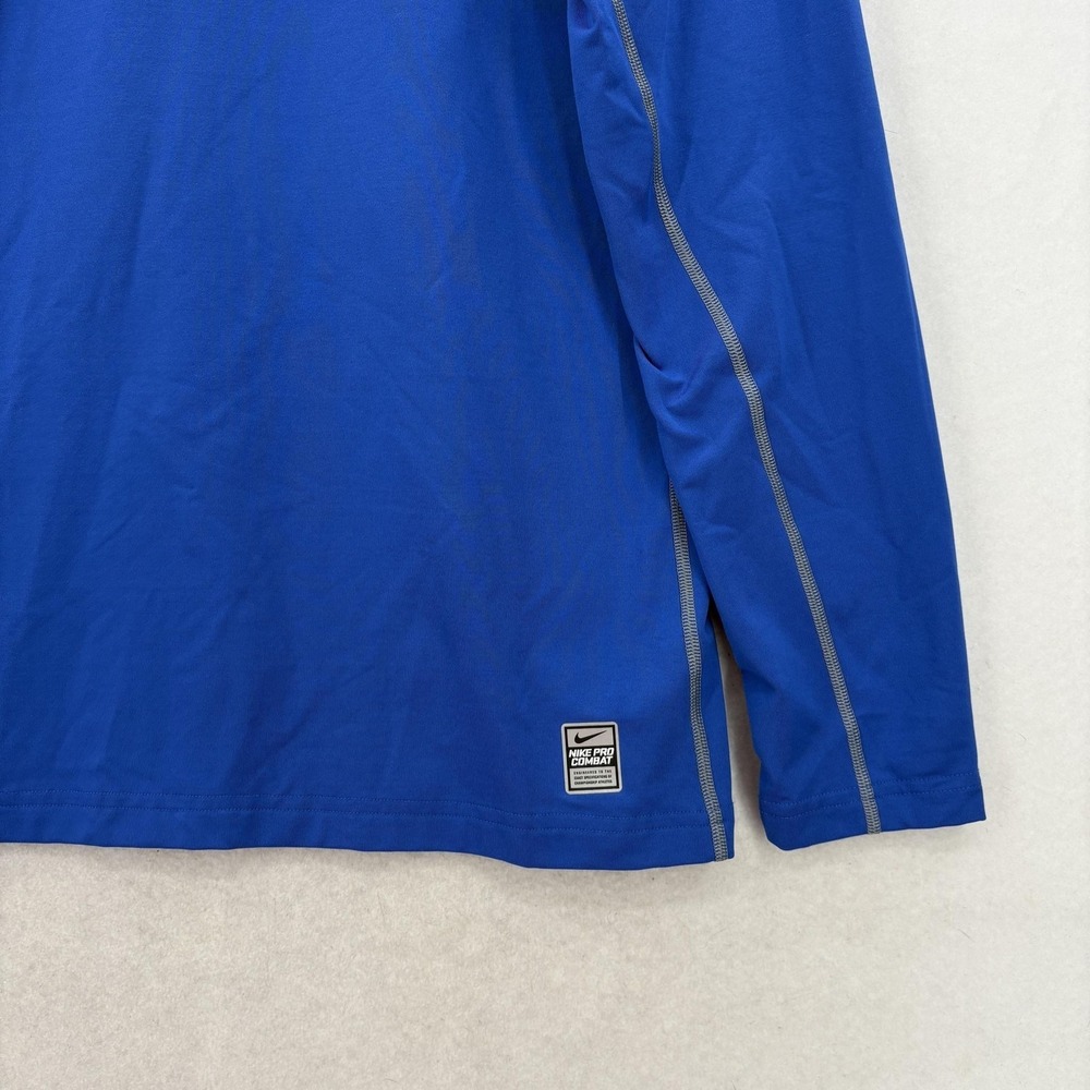 Nike Pro Combat Hyperwarm Shirt Mens Large Blue Dri-FIT Fitted Long Sleeve Gym - Picture 3 of 13